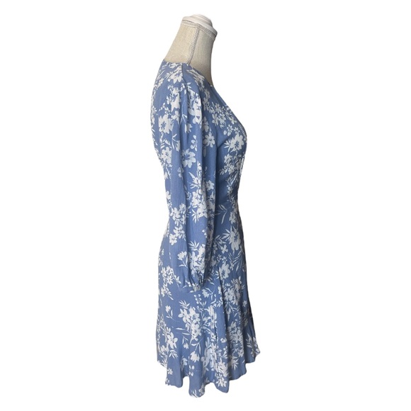 Lulu’s Floral in This Together Dusty Blue Floral Print Wrap Dress - Picture 4 of 14